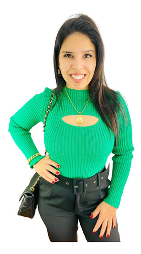 Cropped Em Tricot Vazado No Busto 