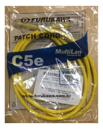 Patch Cord C5e Multilan Amarelo 1,5m Furukawa Original 70pçs