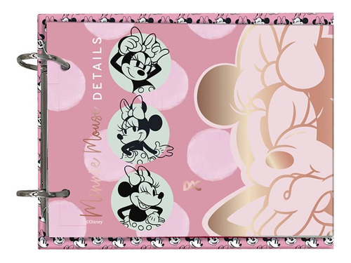 Mini Caderno Fichário Argolado Minnie Porta Fichas Anotações