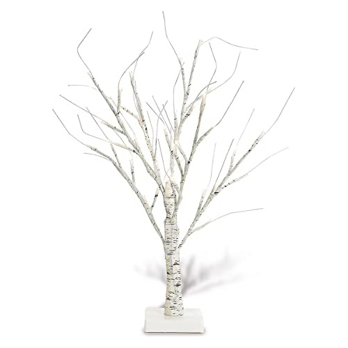 Árbol Navideño De Mesa Led Con Ramita De Abedul Blanco, 15 P