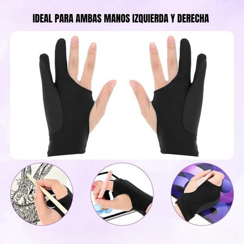 Guantes Negros Tableta Gráfica Dibujo Reduce Fricción Sudor