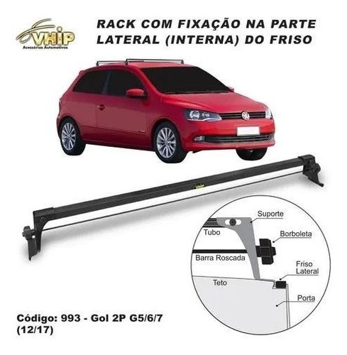 Imagem 1 de 3 de Rack Teto Bagageiro Vw Gol G5 / G6 / G7 2p 2016/2017 - 993