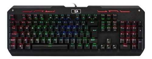 Teclado gamer Redragon Varuna K559 QWERTY português Brasil cor preto com luz RGB