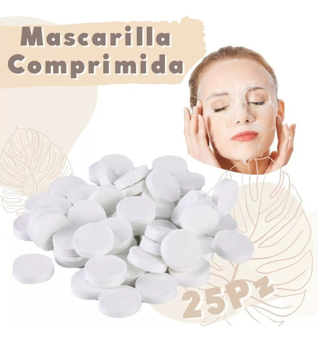 Mascarilla Facial Comprimida Pastilla Algodon Suave 100pz