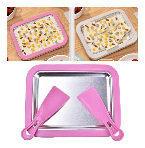 Mini Heladera Con 2 Espátulas Frozen Yogurt Freezer Rosa