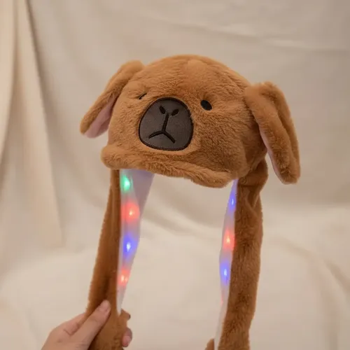 Gorro De Conejo De Peluche Con Luces LED Y Orejas Que Se Mueven – Divertido Sombrero Animal Con Airbag E Imán, Multifuncional