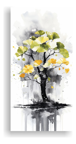 80x40cm Cuadro Decorativo Árbol Bonsái Ginkgo Biloba Blanc