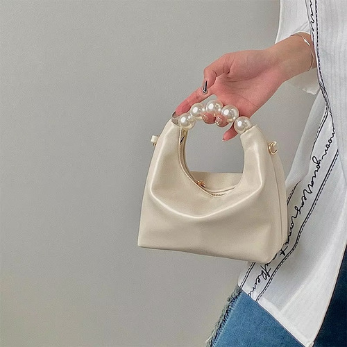 Bolsa Con Perlas De Hombro Y Crossbody Para Mujer Con Cadena