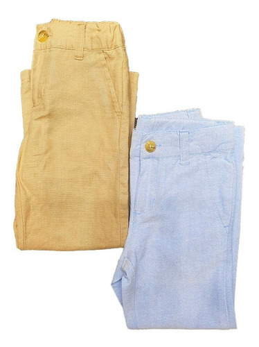 2 Pantalones Janie & Jack Talla 4 | Azul Y Beige Originales