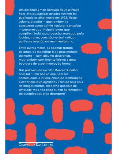 Livro Prosas Seguidas De Odes Mínimas José Paulo Paes Edição 2 De Bolso 2023 Editora Companhia De Bolso