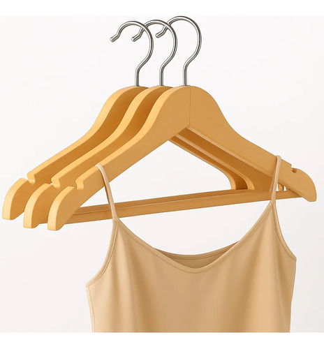 Cabides De Madeira Com Rachadura Para Alça - Kit Com 09 Unds