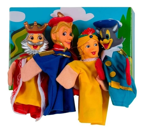 Set Titeres Personajes Gato Con Botas X4 Marionetas 7298