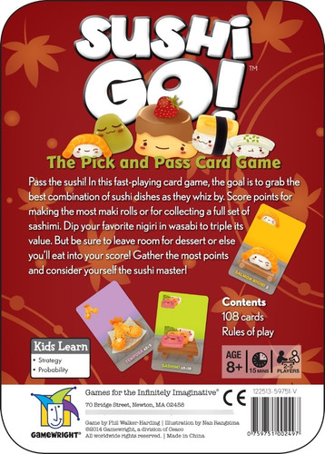 Juego De Mesa Gamewright Sushi Go Devir Destreza Español