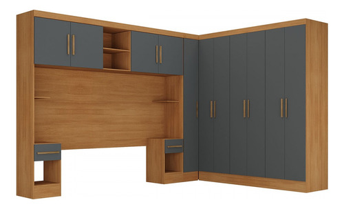 Guarda-roupa Casal Modulado Soberano 11 Portas Chumbo - Pm Cor Cinza