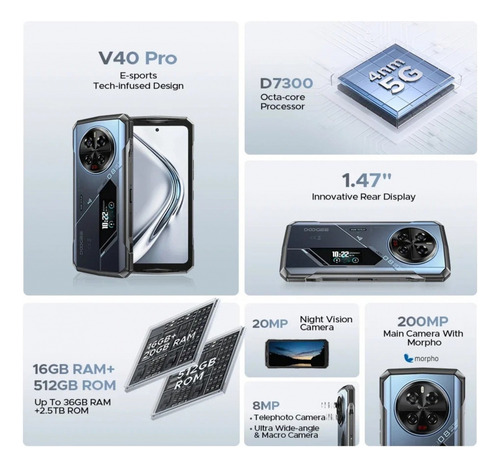 Doogee V40 Pro: Máxima Potencia Con 36gb Ram Virtual