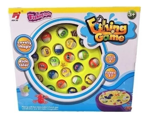 Fishing Game 21 Peces De Muchos Colores Y 4 Jugadores Cañas 