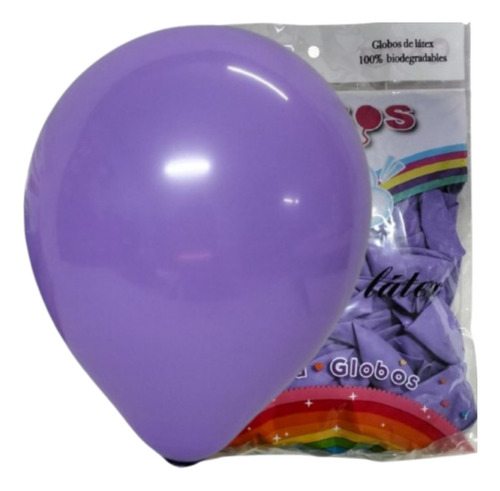 100 Globos Latex Estandar Fashion R12 Violeta Calidad Helio