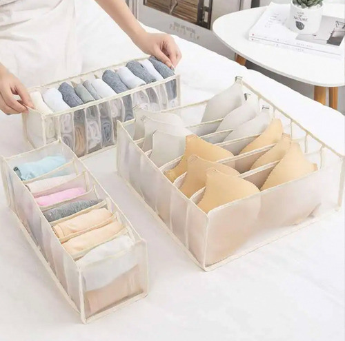 Set X3 Organizador Cajones Ropa Interior Crema
