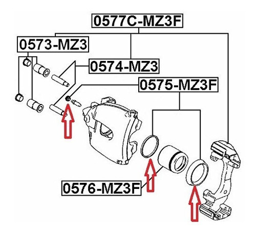 Imagen 3 de 3 de Kit Caliper Freno Mazda 3 Mazda 5 Ford Focus Delantero