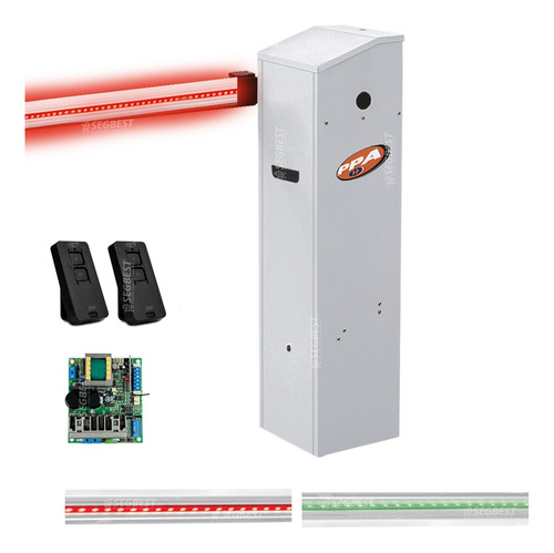 Barreira Cancela Automática Ppa K1 Branca Braço Led 3,0m