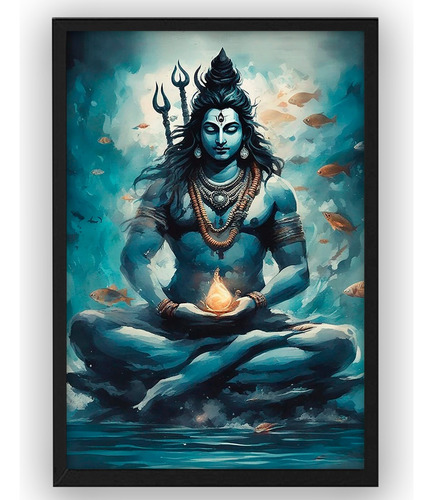 Cuadro Dios Shiva Hindú Hinduismo India Madera Vidrio R15