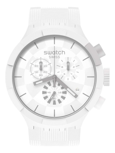 Swatch Reloj Unisex Chequered White (modelo: Sb02w400), Bla