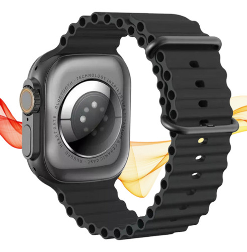 Relógio Smartwatch Gs Wear Gs9 Ultra 49mm Titânio & Silicone Cinza Milanese Laranja Cinza