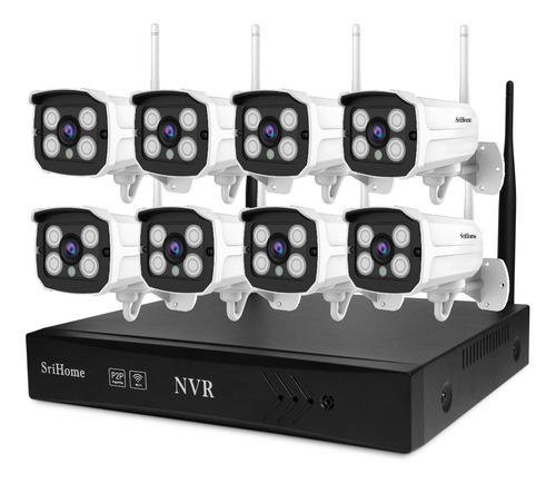 Kit Nvr Ip Wifi 8 Cámaras Full Hd 2mp Sricam Srihome Nvs001