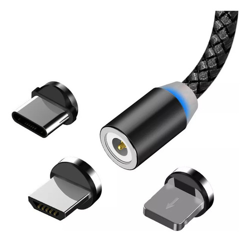 3pc Cabo Carregador Magnético Usb 3 Em 1 Tipo C