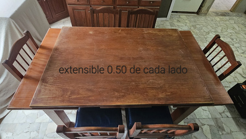 Mesa Algarrobo 1.40 Extensible 2.40 Con 6 Sillas