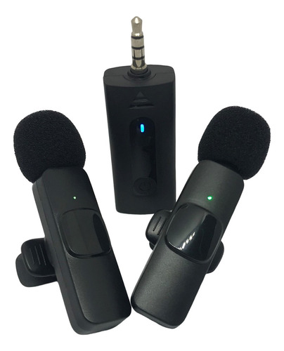 Microfono Inalambrico Solapero Jack 3.5mm Dual K35 X2 Color Negro