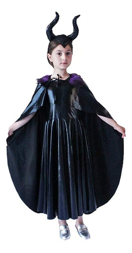 Disfraz De Malefica Para Niña Talla 8-10 Años-negro