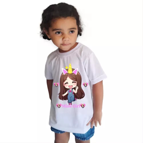 camiseta preta infantil menina jogo roblox julia minegirl personalizada
