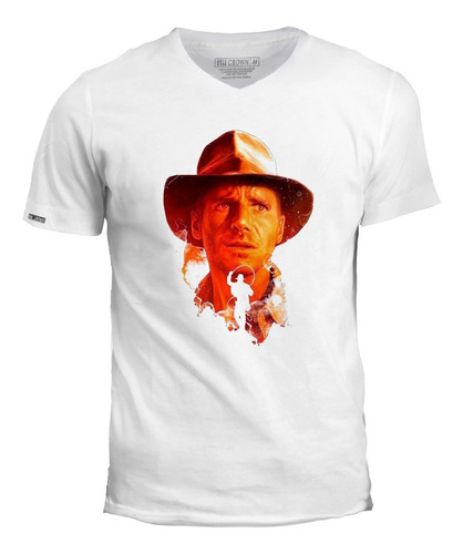 Camiseta Cuello V Indiana Jones Sombrero Silueta Poster Ivk
