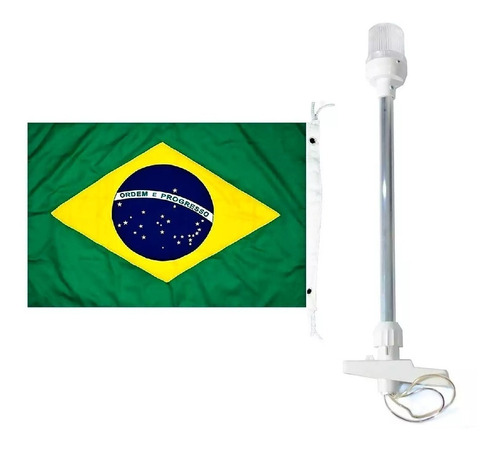 Mastro De Popa Luz Alcançado Led 12v Cor Branca Com Bandeira