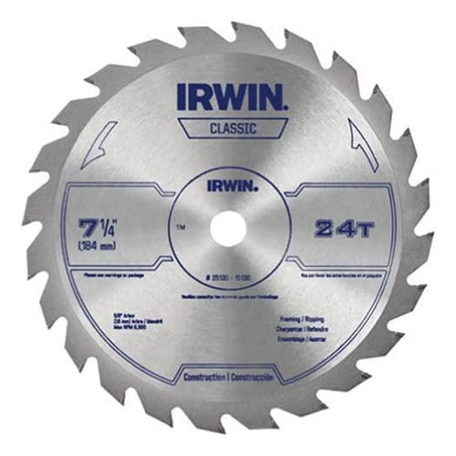 Disco Irwin Classic Para Sierra Circular 7-1/4 24 Dientes