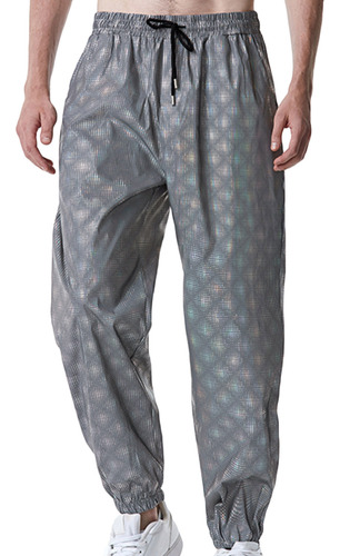 Pantalón R Para Hombre, Casual, Estampado Con Cordones, Elás