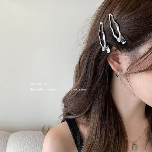 Pinza Para El Pelo (t2) Con Línea De Metal, Elegante, Broche