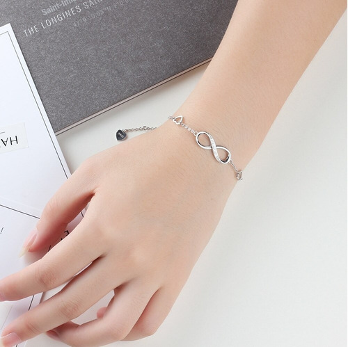 Pulsera De Plata Esterlina S925 Con Circones - Amor Infinito