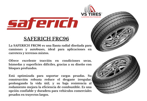 Paquete De 4 Llantas Llanta 185r14c-8c 102/100s Saferich Frc