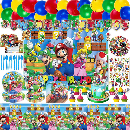 Suministros Para Fiesta De Cumpleaños De Mario, Juego De Dec