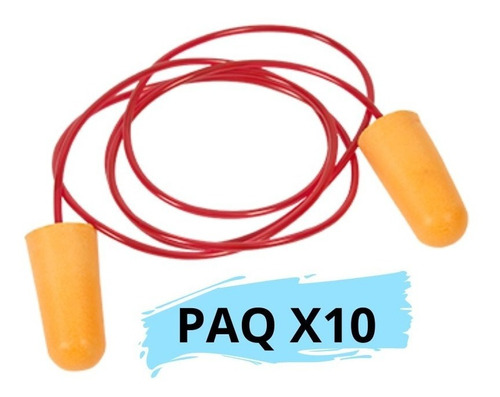 Paq X 10 Und Tapa Oidos Tapon Protector Auditivo Con Cordon 