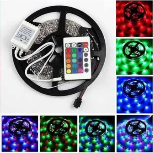 Tira De Led Rgb 2835 Iluminación Time Con Control Y Fuente