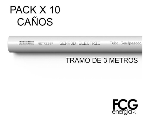 Caño Pvc Semipesado 22mm 7/8 X 3mts Genrod Tubelectric X10pz