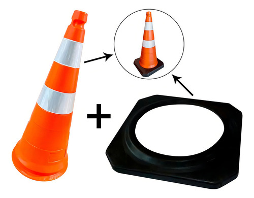 Kit 2 Corpo Cone Plastcor Pl4060 Polietileno 75cm + Base
