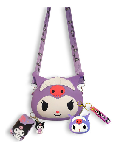 Bolsa De Kuromi Incluye Monedero Y Llavero Juego De 3 Pz 