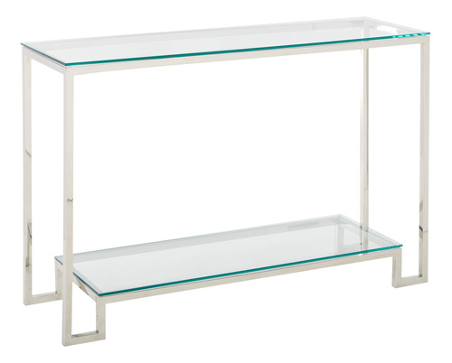 Cortesi Home Reef Consola Consola De Cristal Con 2 Estantes,