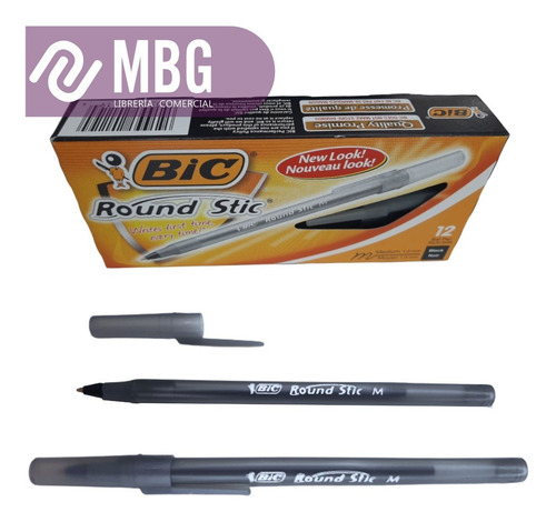 Imagen 3 de 7 de Lapicera Bolígrafo Bic Rondo Round Stic Negro Caja X12