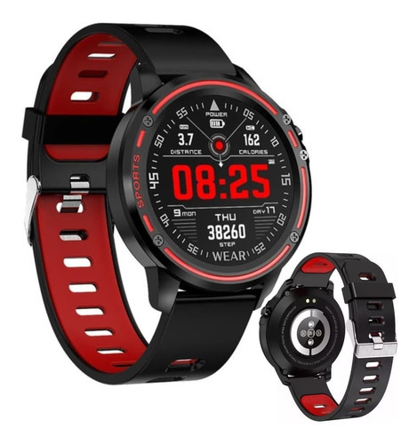 Smartwatch Reloj Inteligente L8 Sumergible Deportivo Color De La Caja Negro Y Rojo