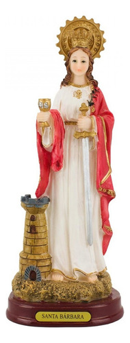 Santa Barbára Imagem Religiosa De Resina 22 Cm Cor Dourado